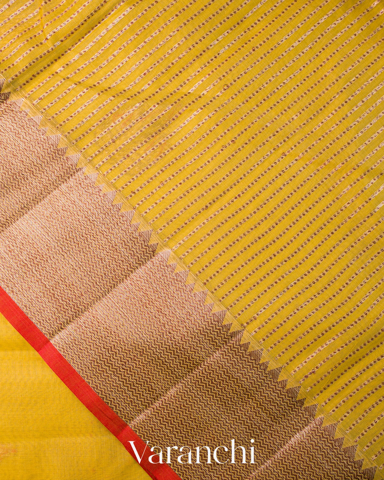 Olive Yellow Pure Chanderi Silk Cotton Handloom Saree