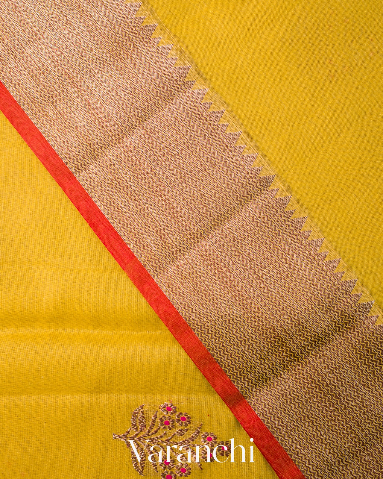 Olive Yellow Pure Chanderi Silk Cotton Handloom Saree