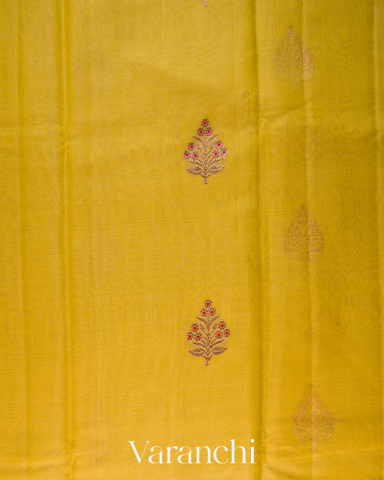 Olive Yellow Pure Chanderi Silk Cotton Handloom Saree