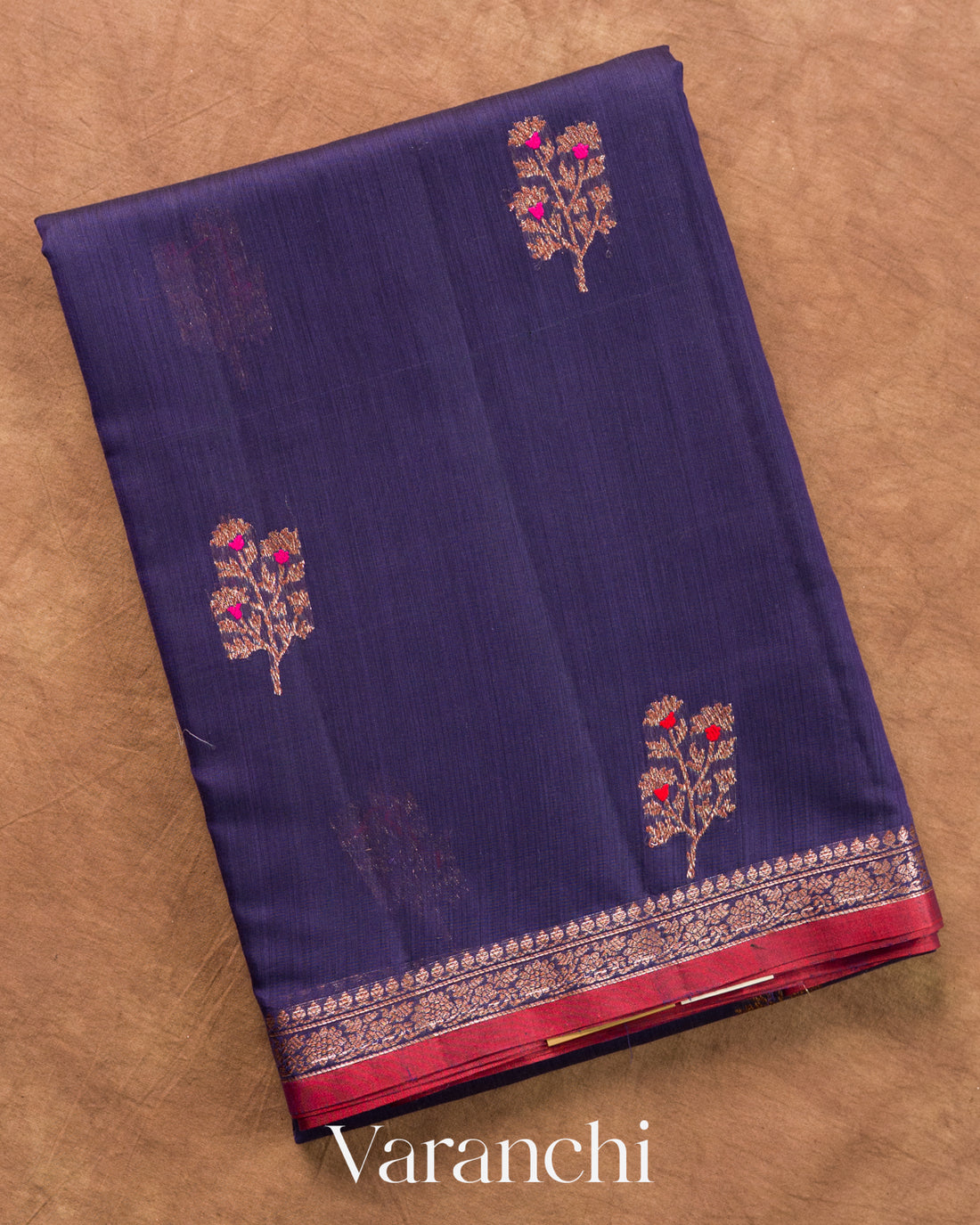 Navy Blue Pure Chanderi Silk Cotton Handloom Saree
