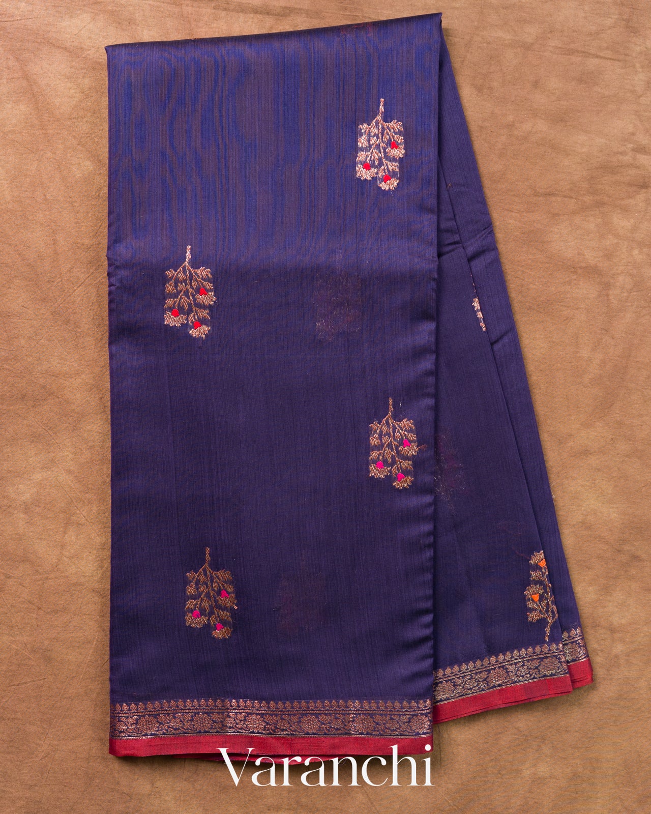 Navy Blue Pure Chanderi Silk Cotton Handloom Saree