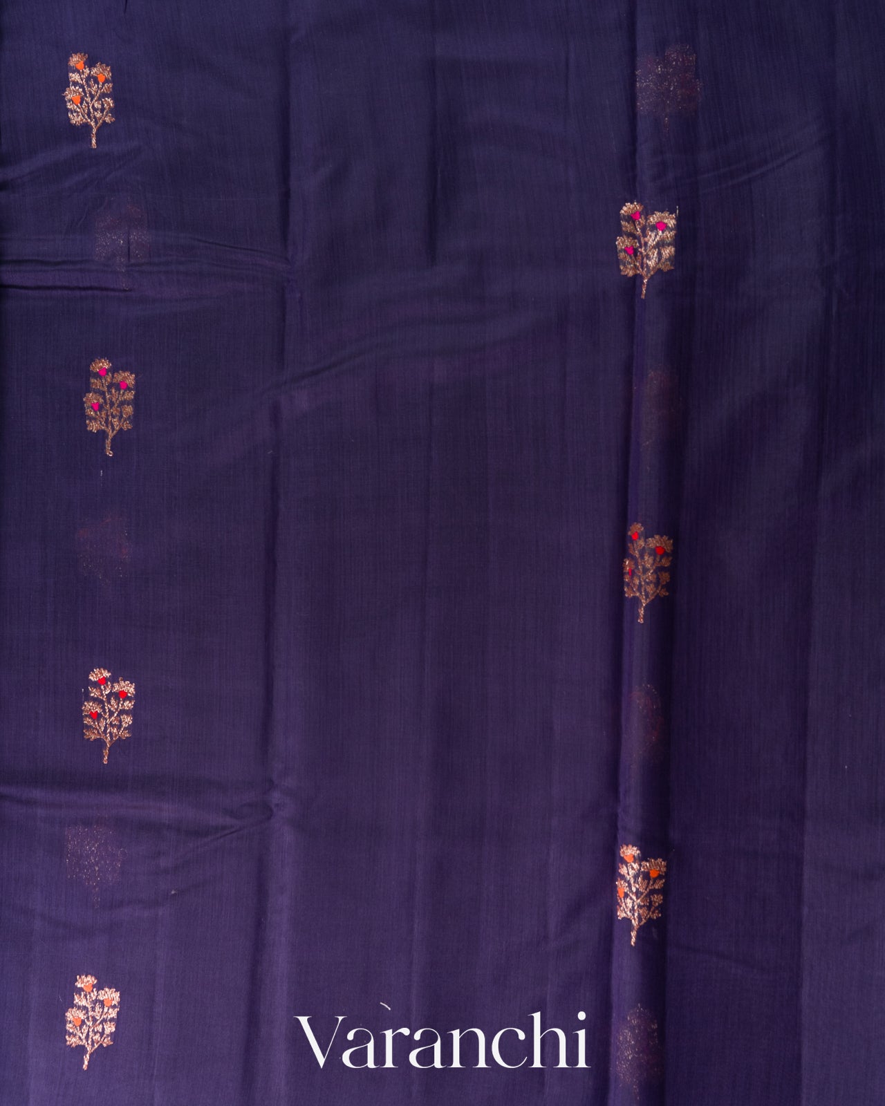 Navy Blue Pure Chanderi Silk Cotton Handloom Saree