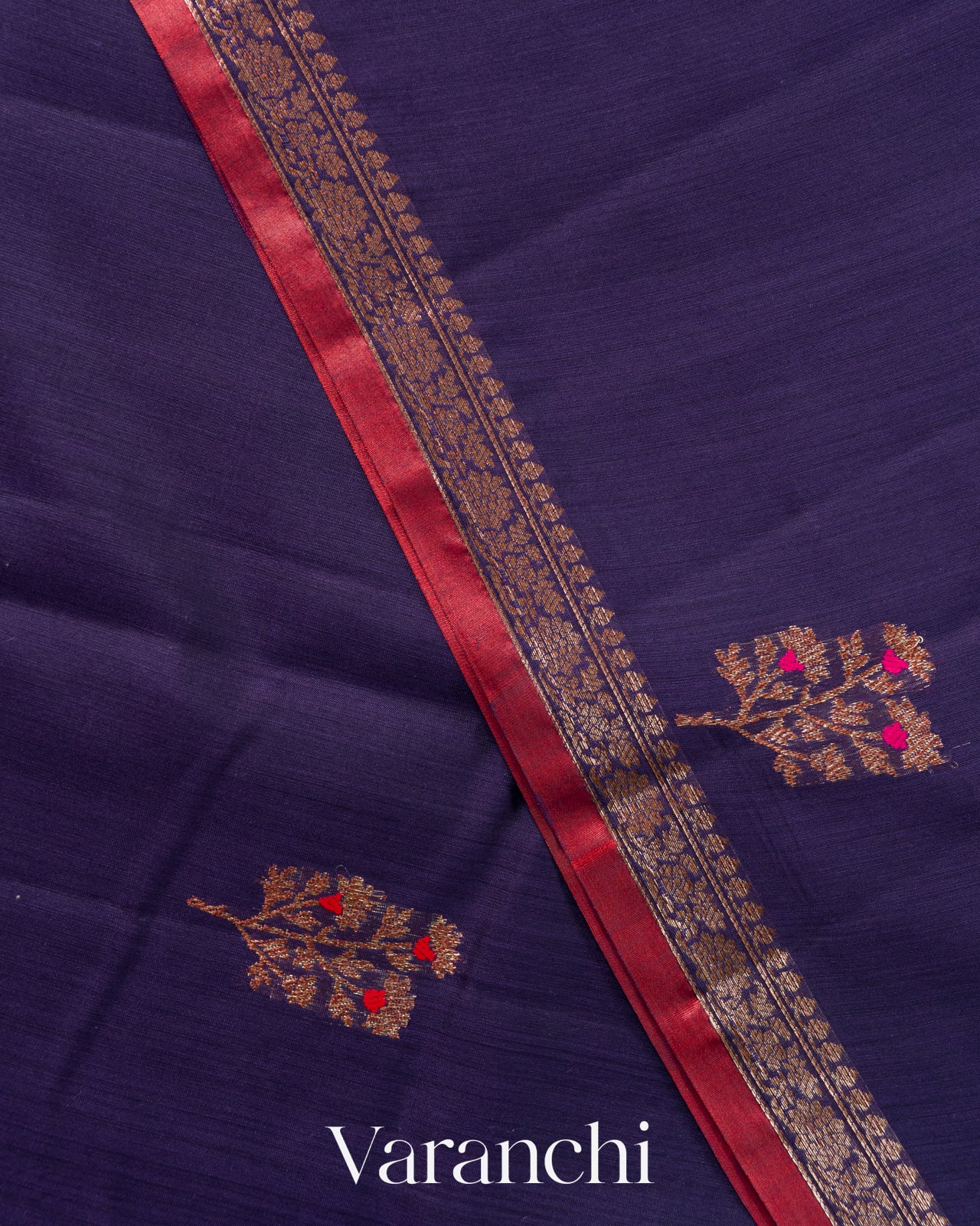 Navy Blue Pure Chanderi Silk Cotton Handloom Saree