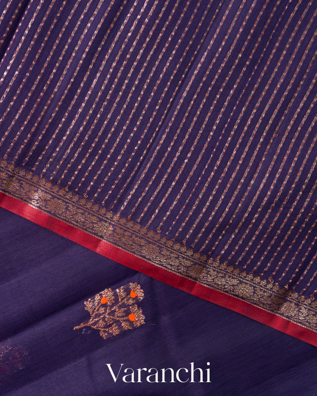 Navy Blue Pure Chanderi Silk Cotton Handloom Saree