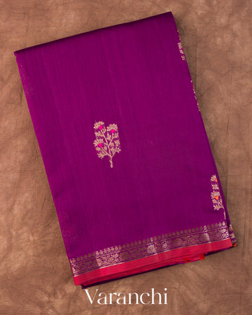 Purple Pure Chanderi Silk Cotton Handloom Saree