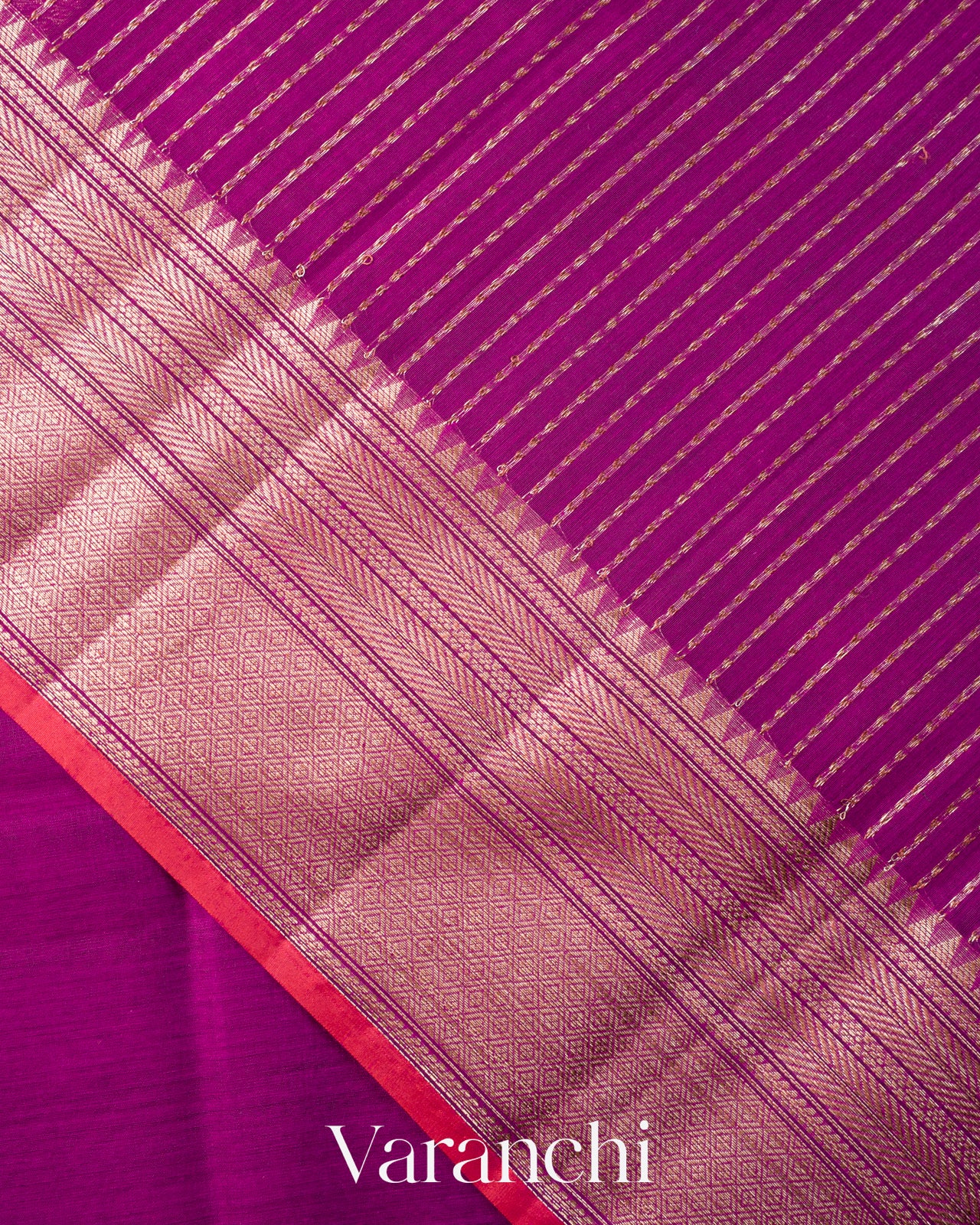 Magenta Pure Chanderi Silk Cotton Handloom Saree