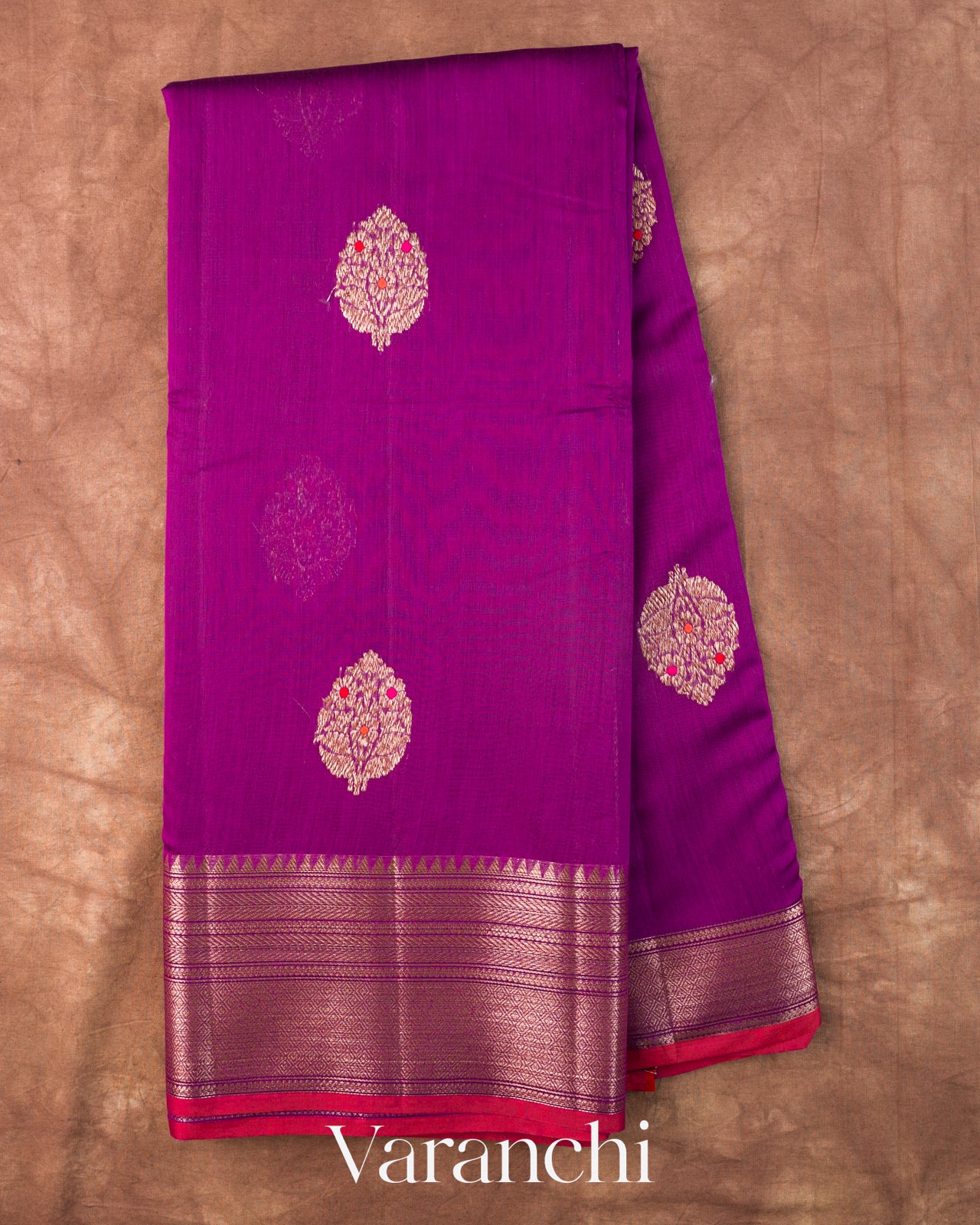 Magenta Pure Chanderi Silk Cotton Handloom Saree