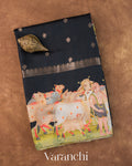 Black Pichwai Digital Printed Pure Chiniya Silk Saree