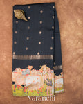 Black Pichwai Digital Printed Pure Chiniya Silk Saree