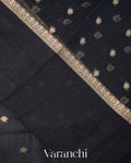 Black Pichwai Digital Printed Pure Chiniya Silk Saree