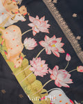 Black Pichwai Digital Printed Pure Chiniya Silk Saree