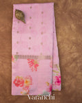 Baby Pink Floral Digital Printed Pure Chiniya Silk Saree