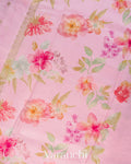 Baby Pink Floral Digital Printed Pure Chiniya Silk Saree