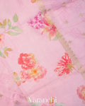 Baby Pink Floral Digital Printed Pure Chiniya Silk Saree
