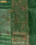 Sea Green Kalamkari Printed Pure Kora Silk Saree — Pallu