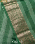 Sea Green Kalamkari Printed Pure Kora Silk Saree — Border