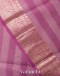 Blush Pink Striped Kalamkari Pure Kora Silk Saree