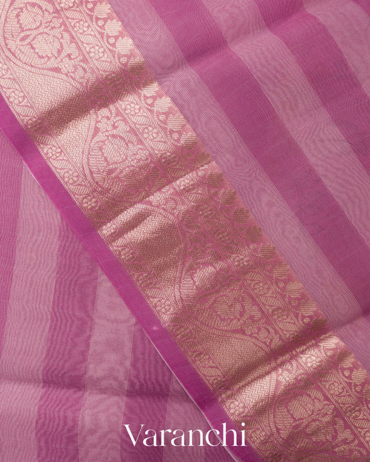 Blush Pink Striped Kalamkari Pure Kora Silk Saree