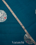 Peacock Blue Pure Chiniya Silk Saree