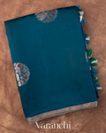 Peacock Blue Pure Chiniya Silk Saree