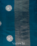 Peacock Blue Pure Chiniya Silk Saree