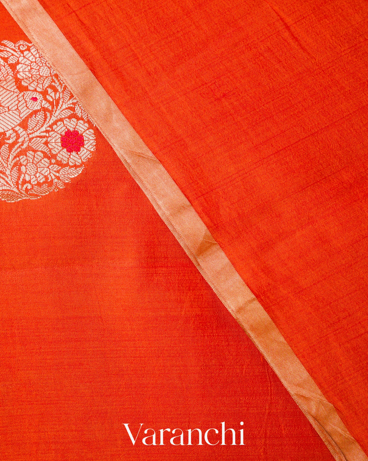 Rust Orange Pure Chiniya Silk Saree