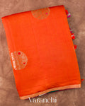 Rust Orange Pure Chiniya Silk Saree