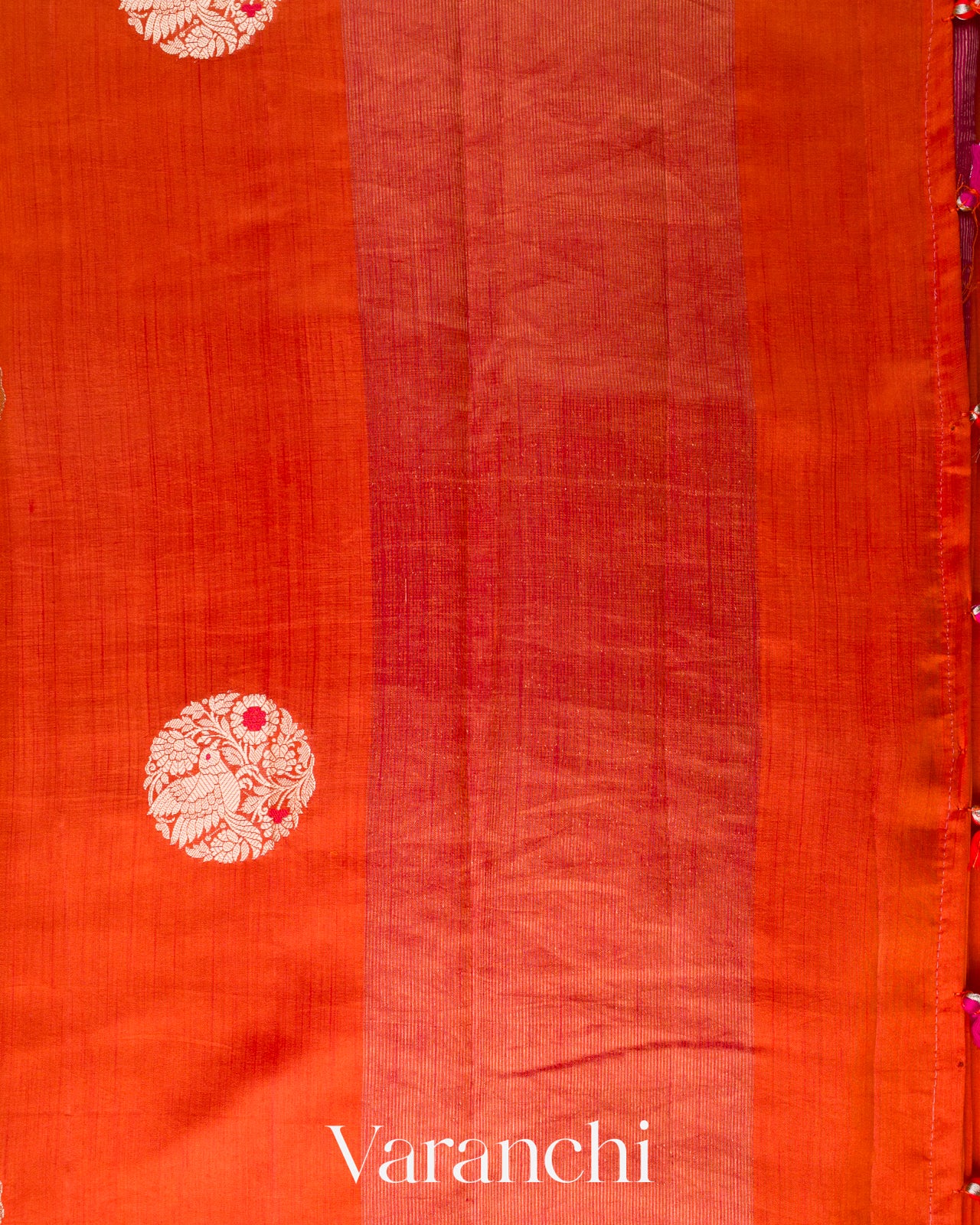 Rust Orange Pure Chiniya Silk Saree