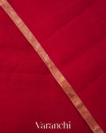 Crimson Red Pure Chiniya Silk Saree