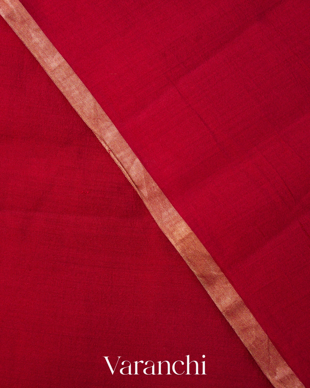 Crimson Red Pure Chiniya Silk Saree