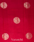 Crimson Red Pure Chiniya Silk Saree