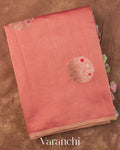 Peach Pure Chiniya Silk Saree