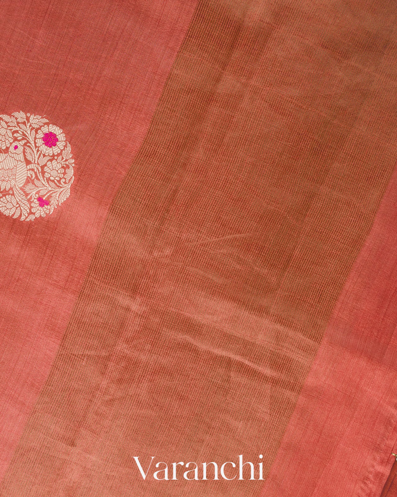 Peach Pure Chiniya Silk Saree