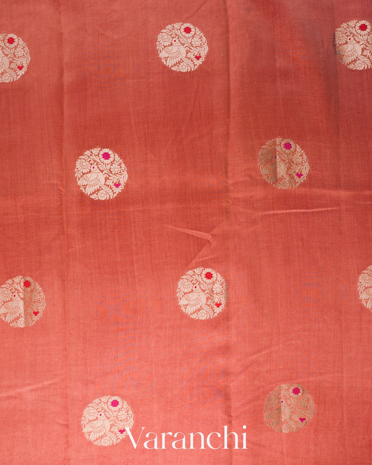 Peach Pure Chiniya Silk Saree