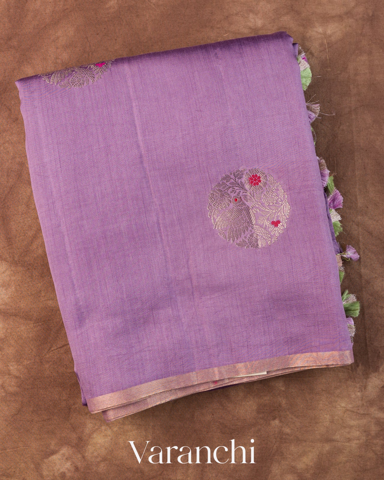 Lavender Pure Chiniya Silk Saree