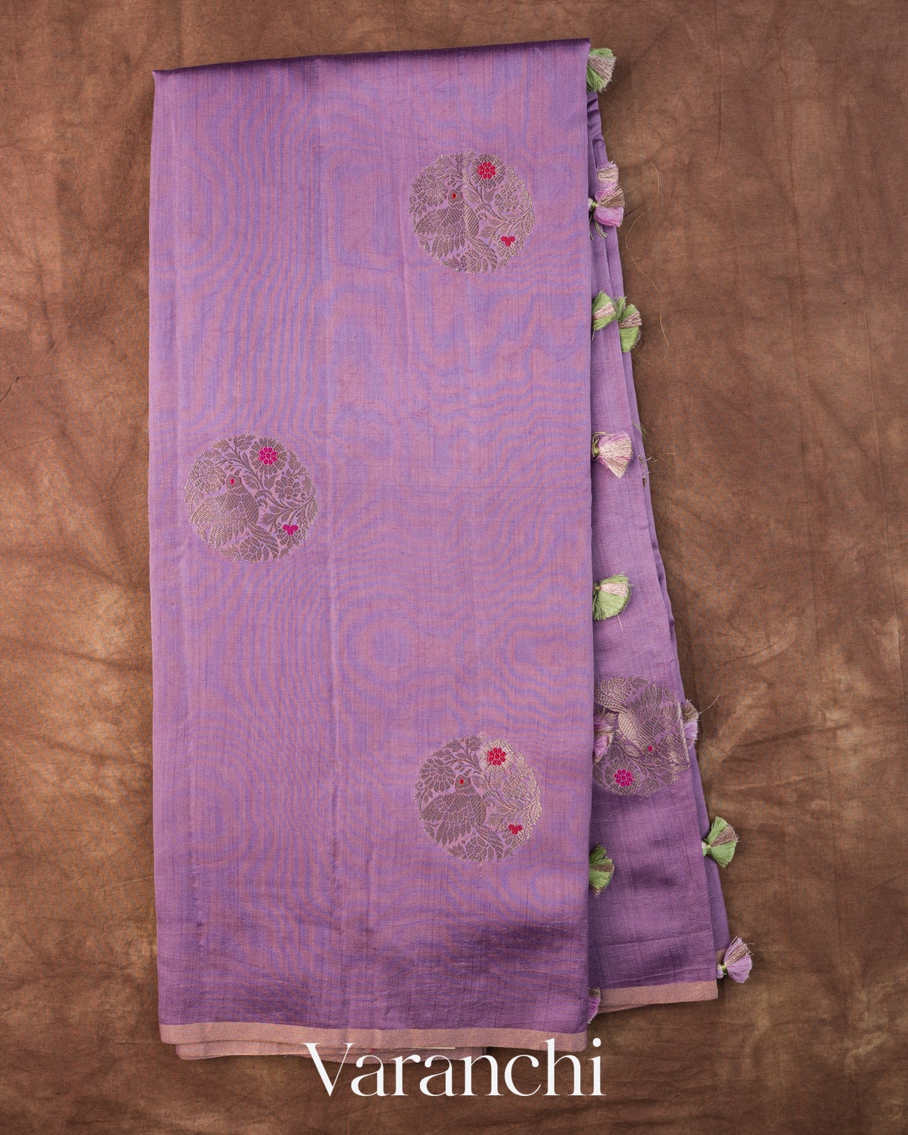 Lavender Pure Chiniya Silk Saree