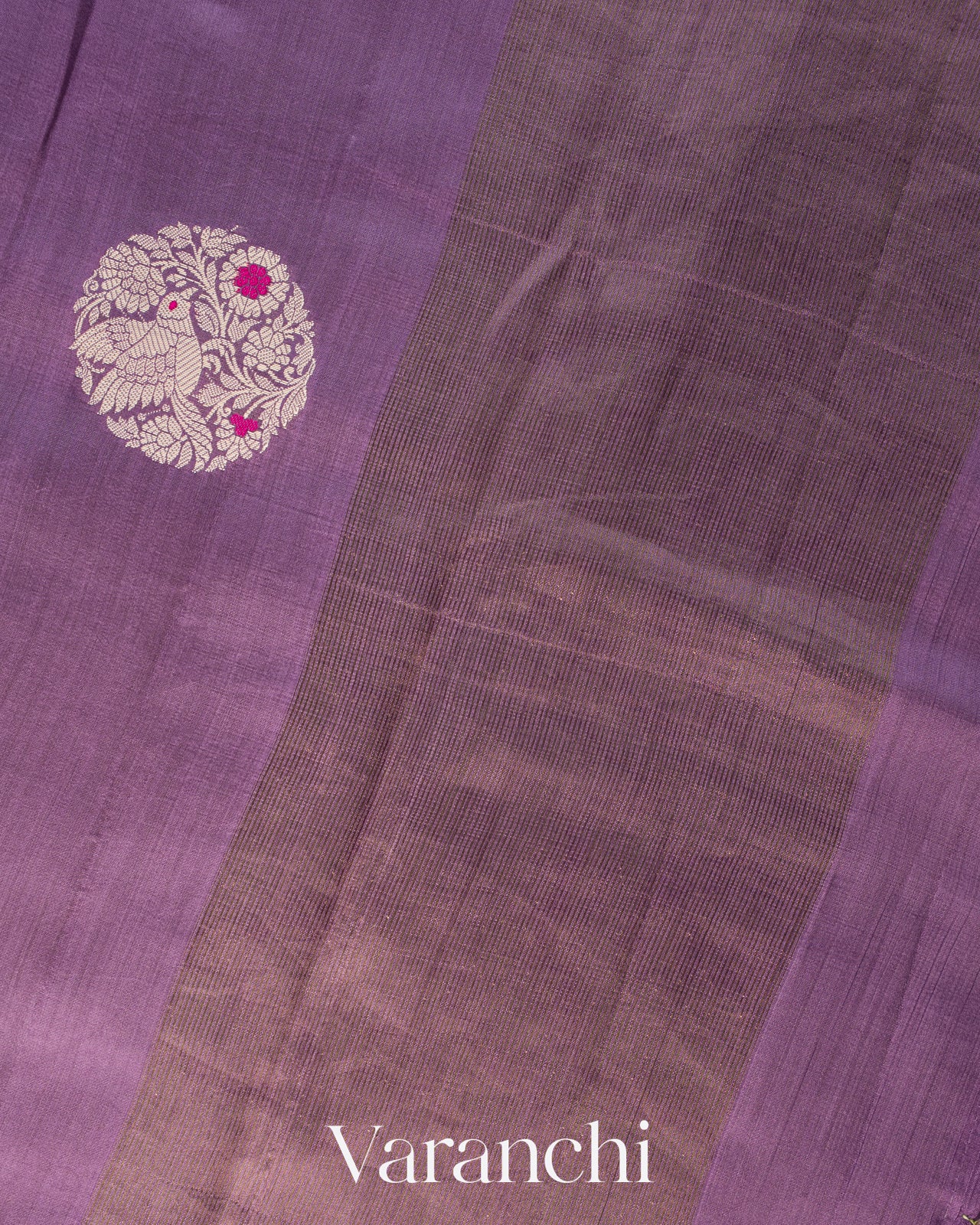 Lavender Pure Chiniya Silk Saree