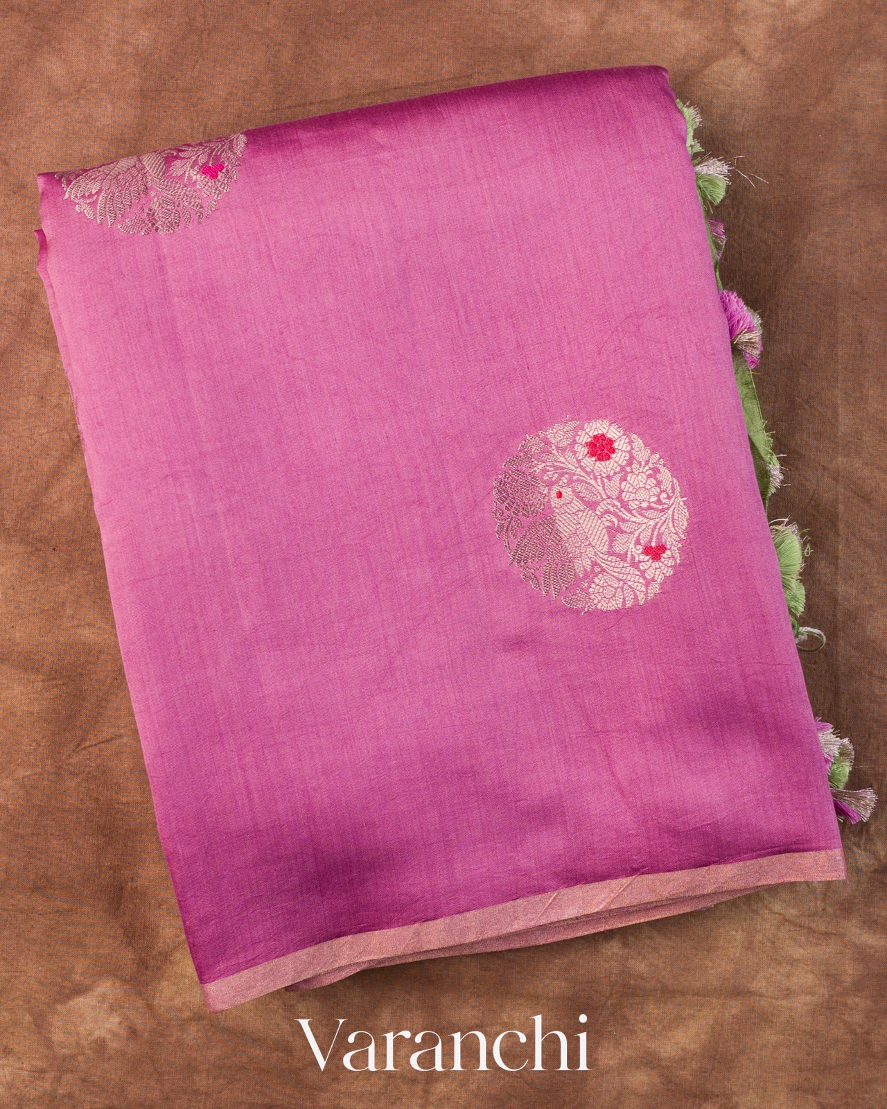 Lotus Pink Pure Chiniya Silk Saree