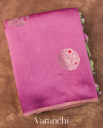 Lotus Pink Pure Chiniya Silk Saree