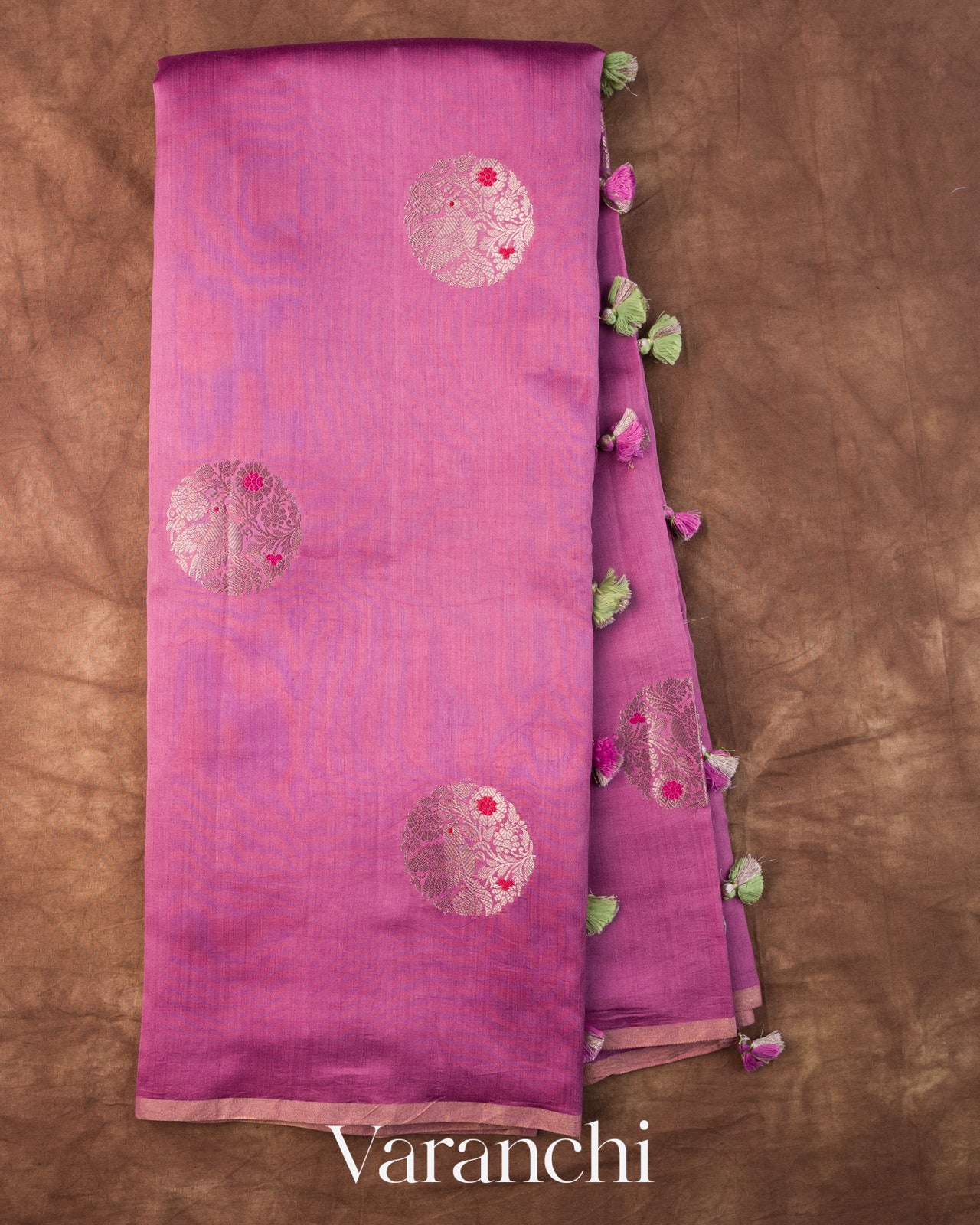 Lotus Pink Pure Chiniya Silk Saree