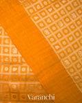 Turmeric Orange Checked Brocade Pure Chiniya Silk Saree