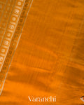Turmeric Orange Checked Brocade Pure Chiniya Silk Saree