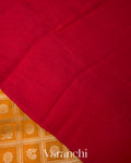 Turmeric Orange Checked Brocade Pure Chiniya Silk Saree
