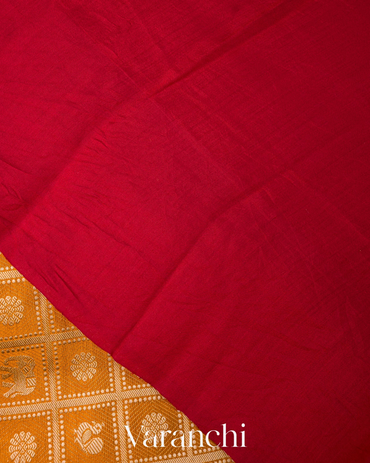 Turmeric Orange Checked Brocade Pure Chiniya Silk Saree