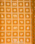 Turmeric Orange Checked Brocade Pure Chiniya Silk Saree
