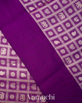 Purple Checkered Brocade Pure Chiniya Silk Saree