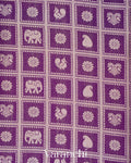 Purple Checked Brocade Pure Chiniya Silk Saree