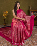 Rani Pink Checkered Brocade Pure Chiniya Silk Saree