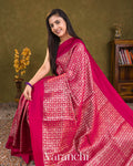 Rani Pink Checkered Brocade Pure Chiniya Silk Saree