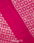 Rani Pink Checkered Brocade Pure Chiniya Silk Saree